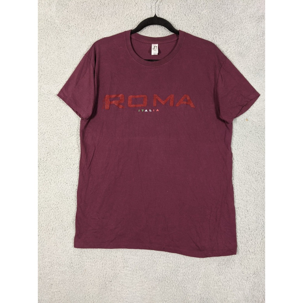 SOL'S Regent Roma Italia T-Shirt Mens L Maroon Cotton Short Sleeve Casual